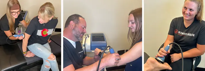 Chiropractor Littleton CO Jason Leavitt With Shockwave Patient Chiropractor Littleton CO Jason Leavitt With Shockwave Patient